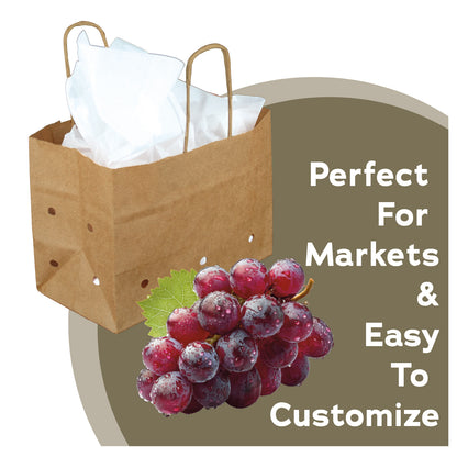 Kraft produce bags at a farmers market stall