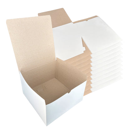 White Tuckit Fold-Flat Gift Boxes 10×10×6" — Case of 50, Made in USA