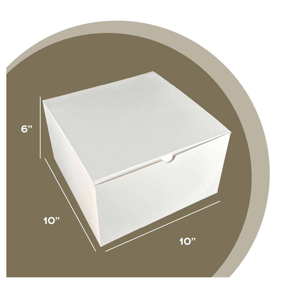 White Tuckit Fold-Flat Gift Boxes 10×10×6" — Case of 50, Made in USA