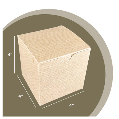 Natural Brown Tuckit Fold-Flat Gift Boxes 4×4×4" — Case of 100, Made in USA