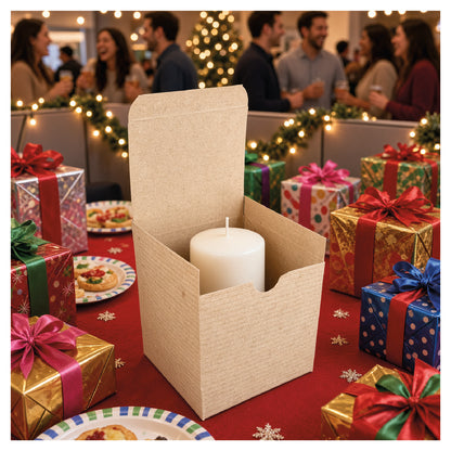 Natural Brown Tuckit Fold-Flat Gift Boxes 4×4×4" — Case of 100, Made in USA