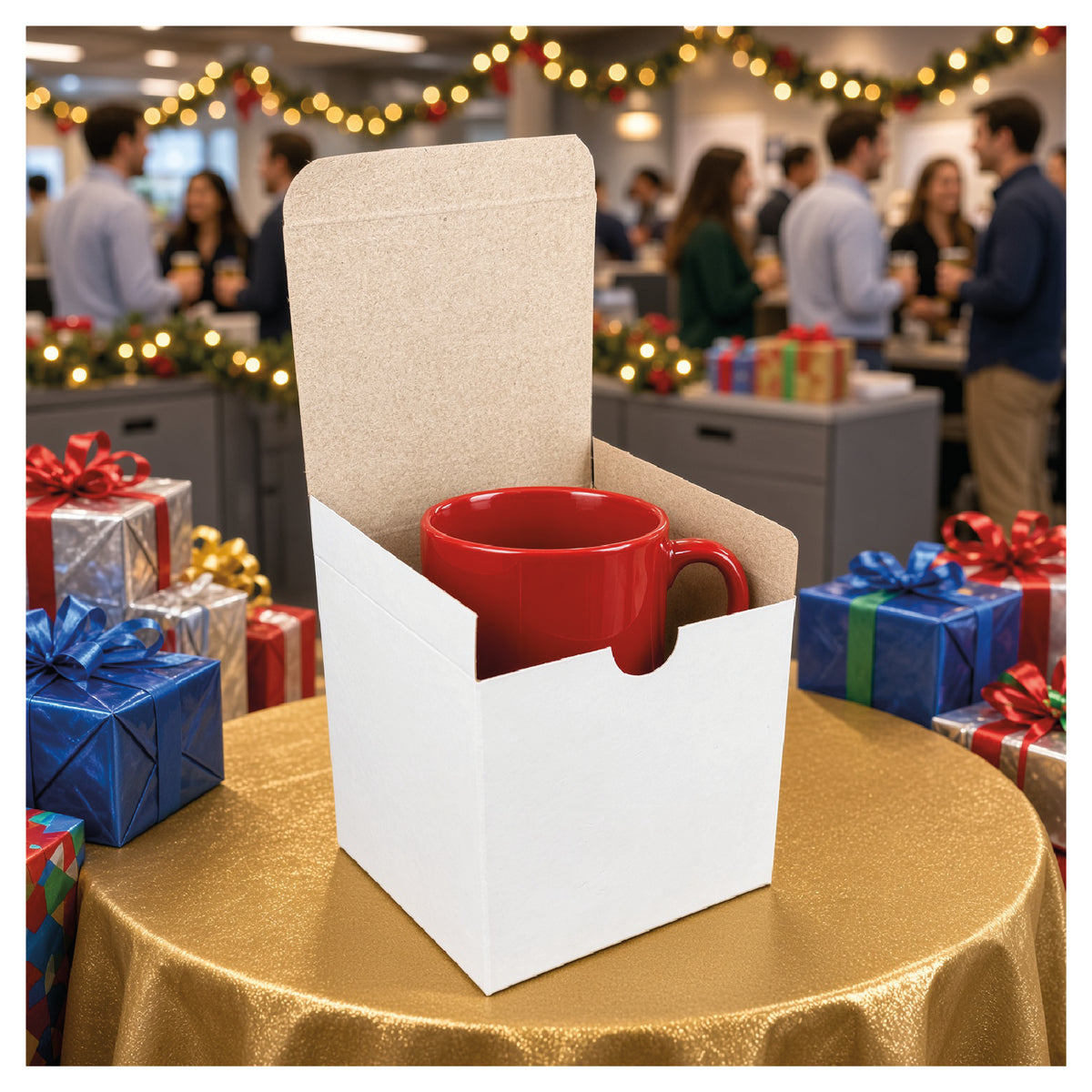 White Tuckit Fold-Flat Gift Boxes 4×4×4" — Case of 100, Made in USA
