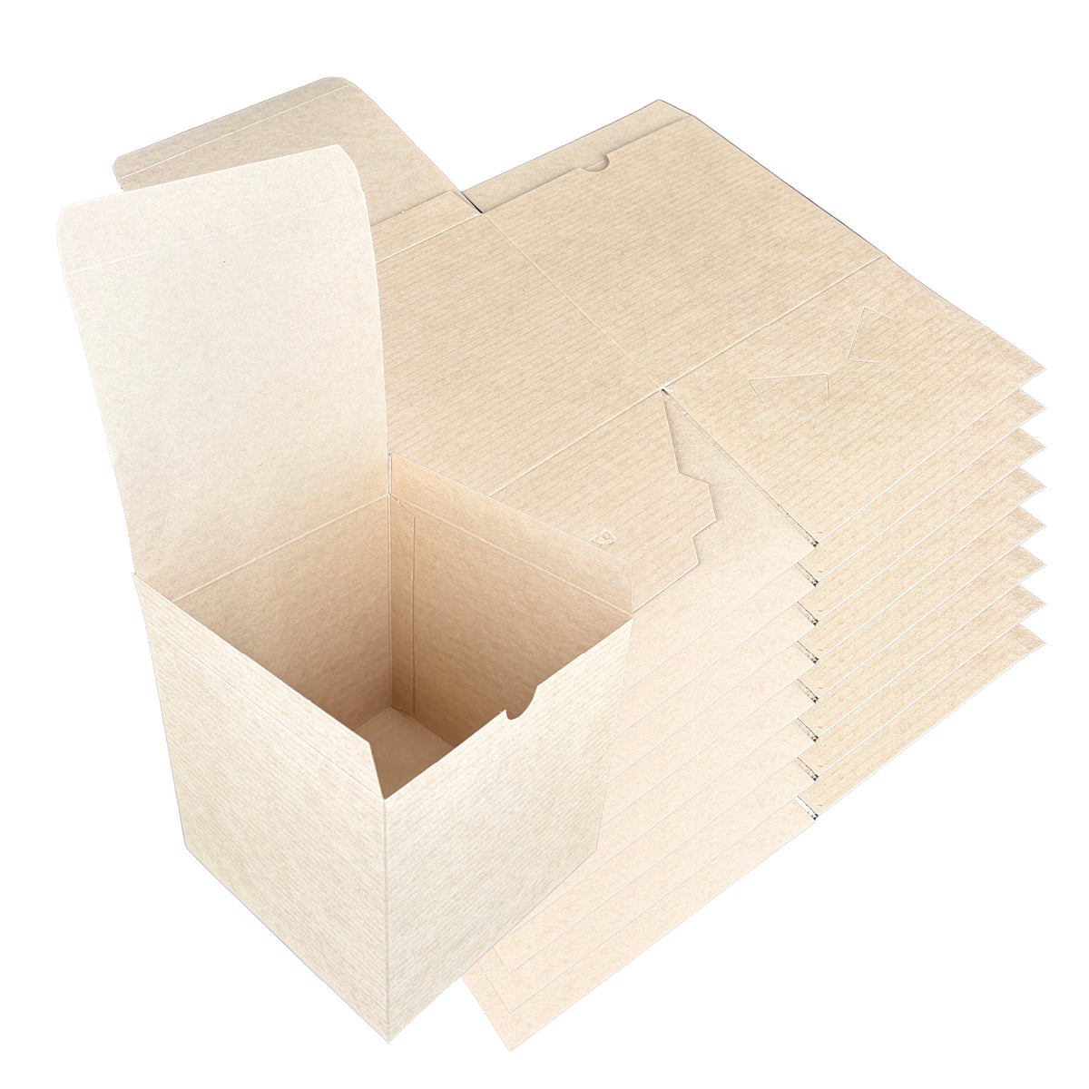 Natural Brown Tuckit Fold-Flat Gift Boxes 6×6×6" — Case of 100, Made in USA