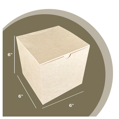 Natural Brown Tuckit Fold-Flat Gift Boxes 6×6×6" — Case of 100, Made in USA