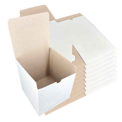 White Tuckit Fold-Flat Gift Boxes 6×6×6" — Case of 100, Made in USA
