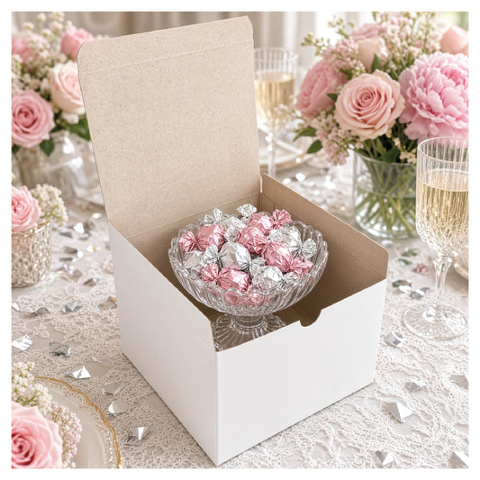 White Tuckit Fold-Flat Gift Boxes 6×6×6" — Case of 100, Made in USA