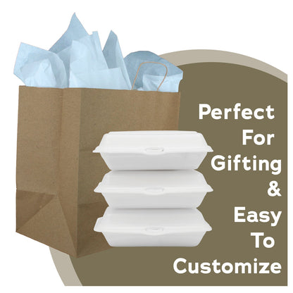 Large kraft takeout bags in restaurant setting