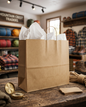 Super Vogue natural brown kraft shopping bag styled in use