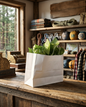 Super Vogue white kraft shopping bag styled in use
