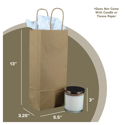 Natural brown kraft wine bag shown with bottle