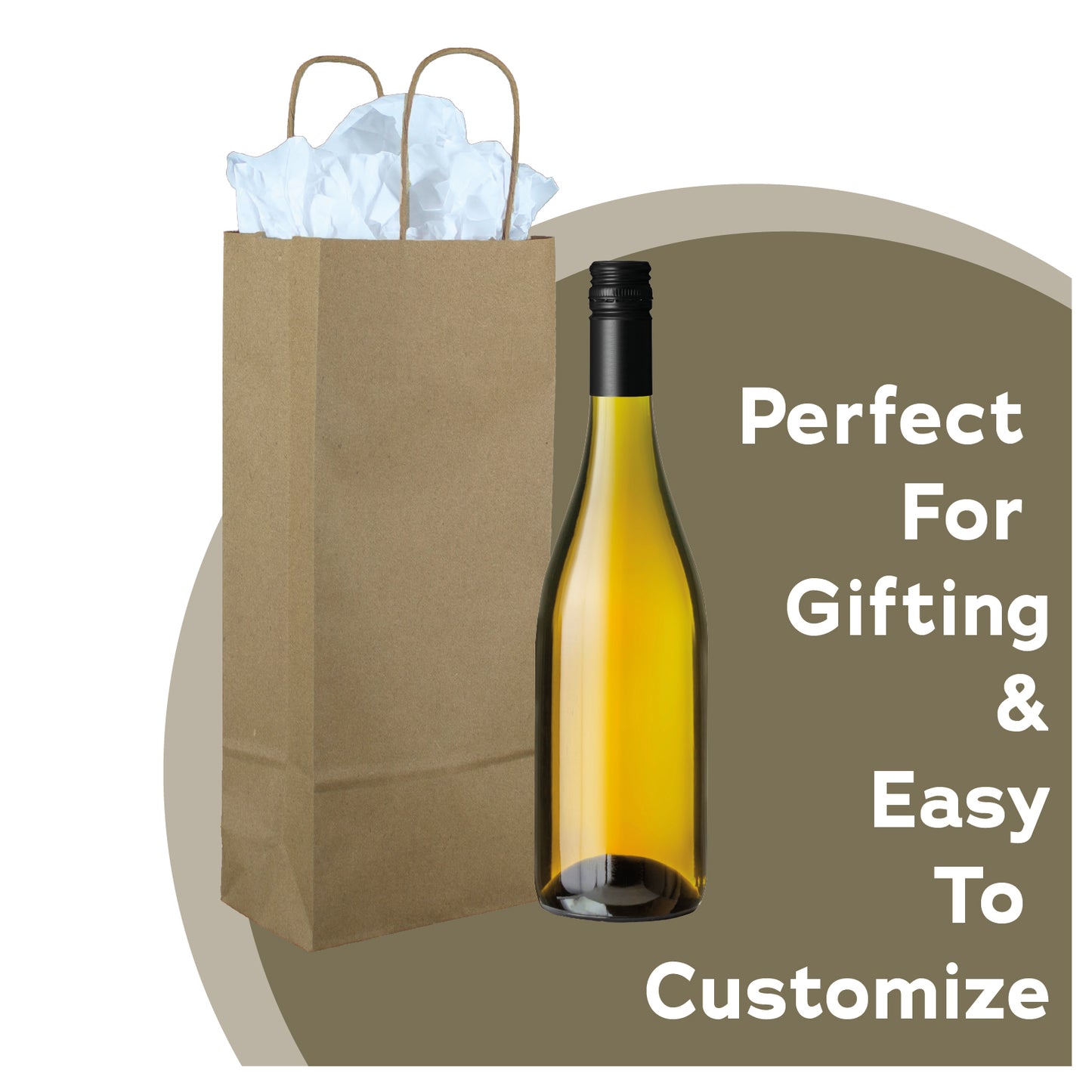 Natural brown kraft wine bottle bag detail