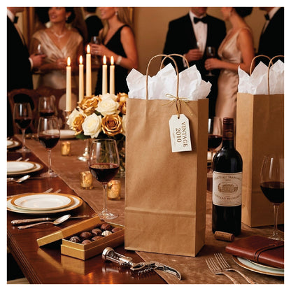 Kraft wine bags with twisted paper handles