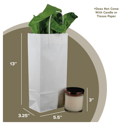 White kraft paper wine bottle bag, 5.5x3.25x13 dimensions