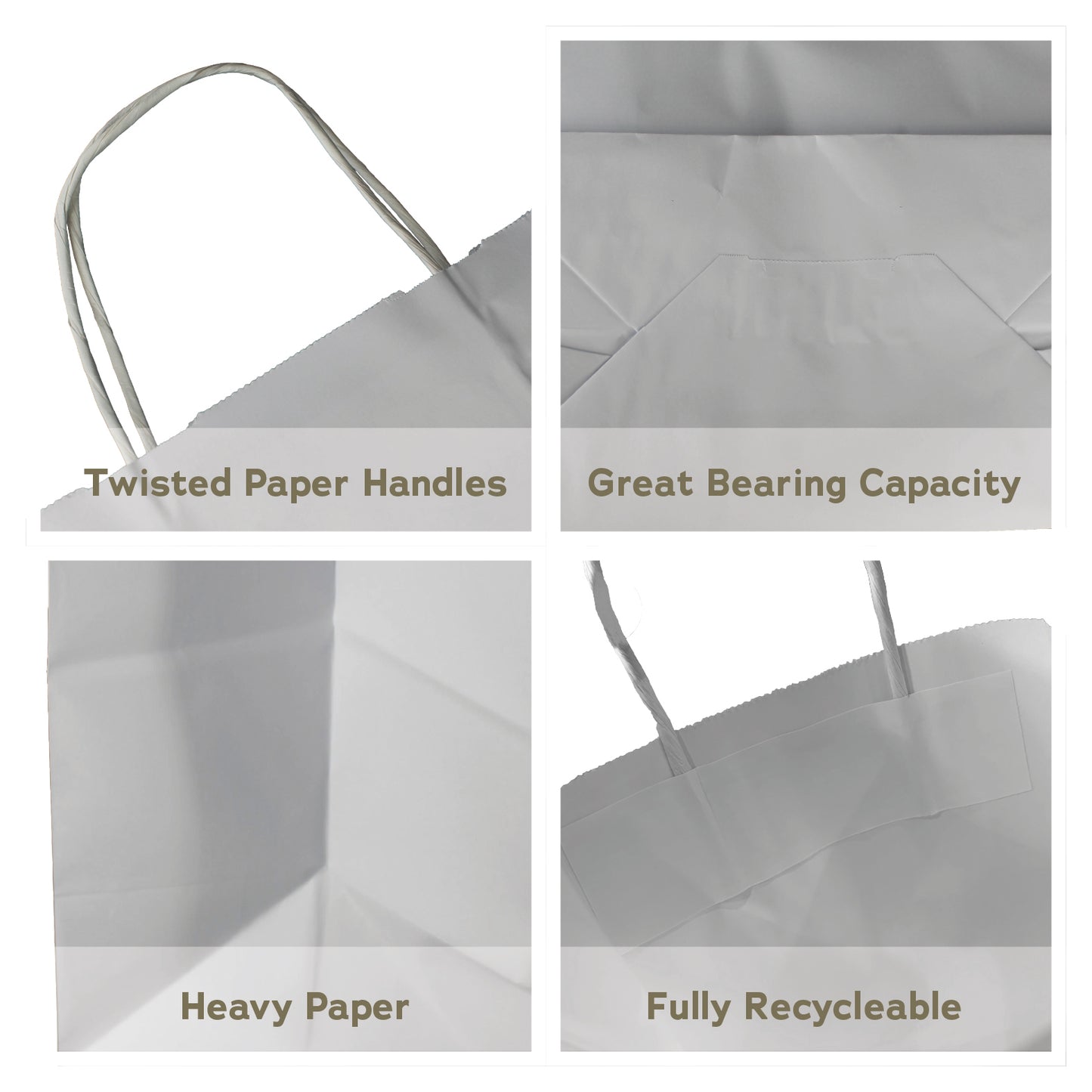 White kraft paper wine bottle bags with handles