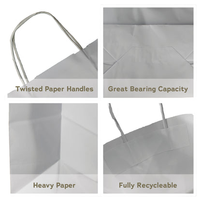 White kraft paper wine bottle bags with handles