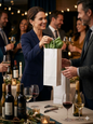 5.5x3.25x13 white kraft wine bottle bag styled with a bottle