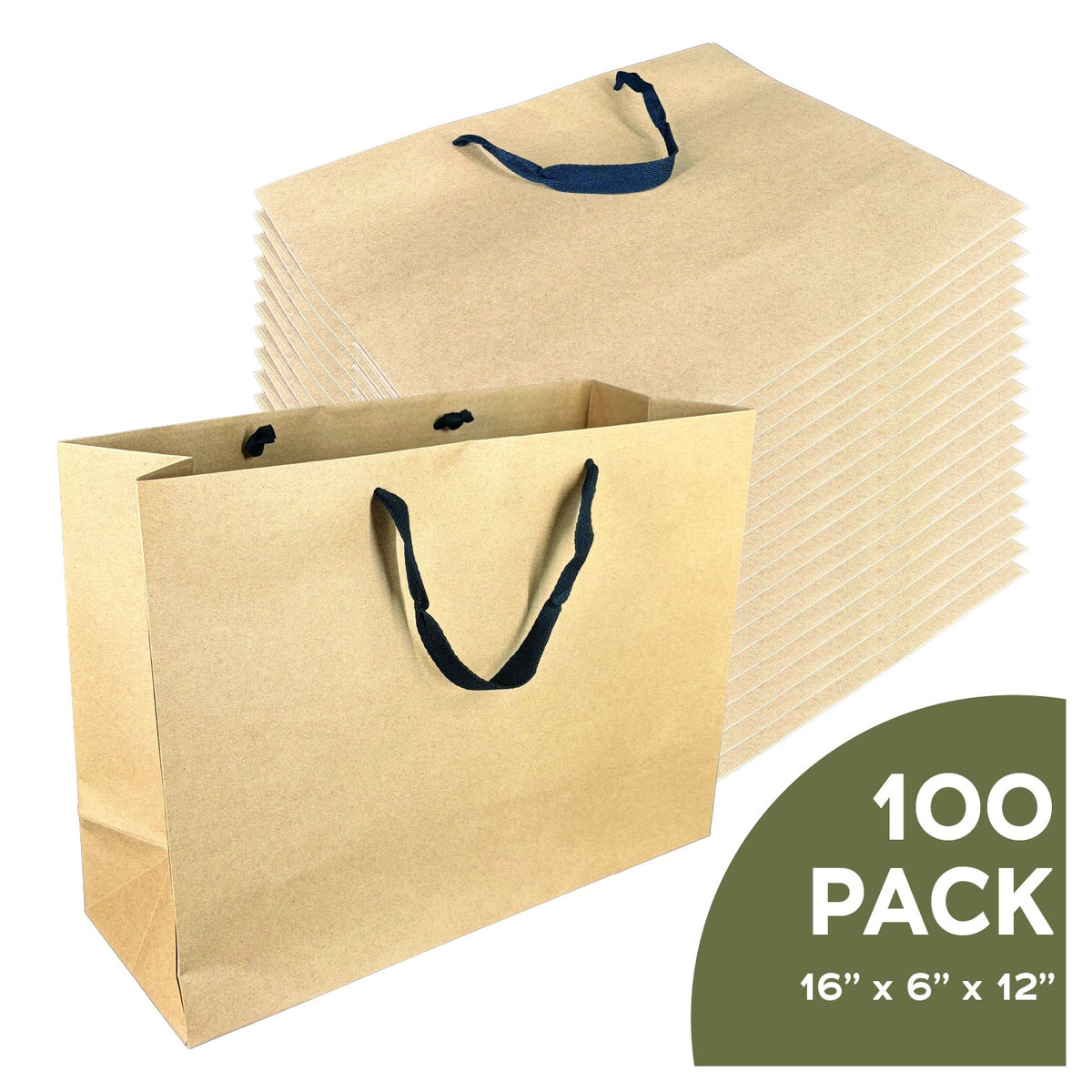 Natural Brown euro tote gift bag with twill handles, 16x6x12 inches