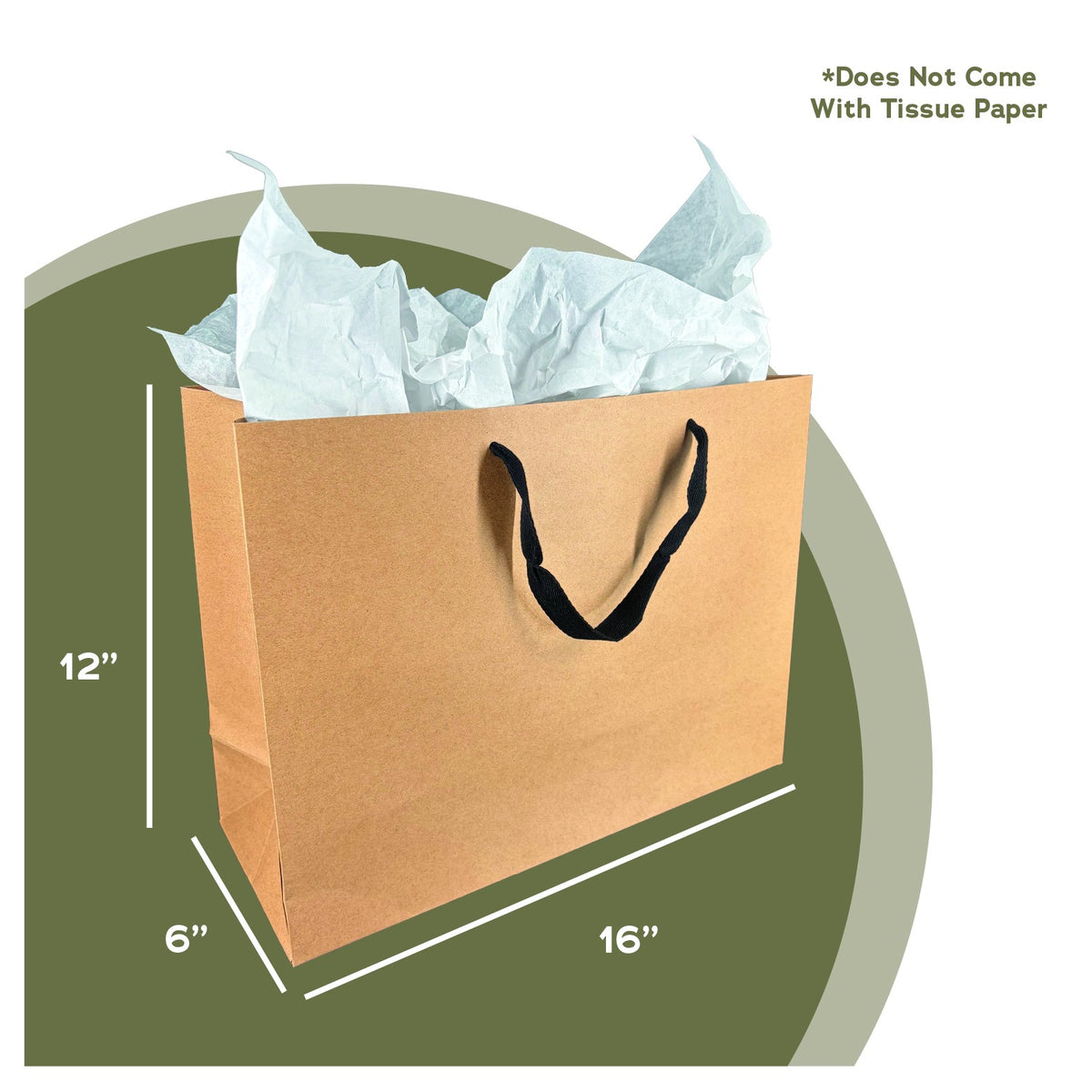 Natural Brown euro tote gift bag with twill handles, 16x6x12 inches