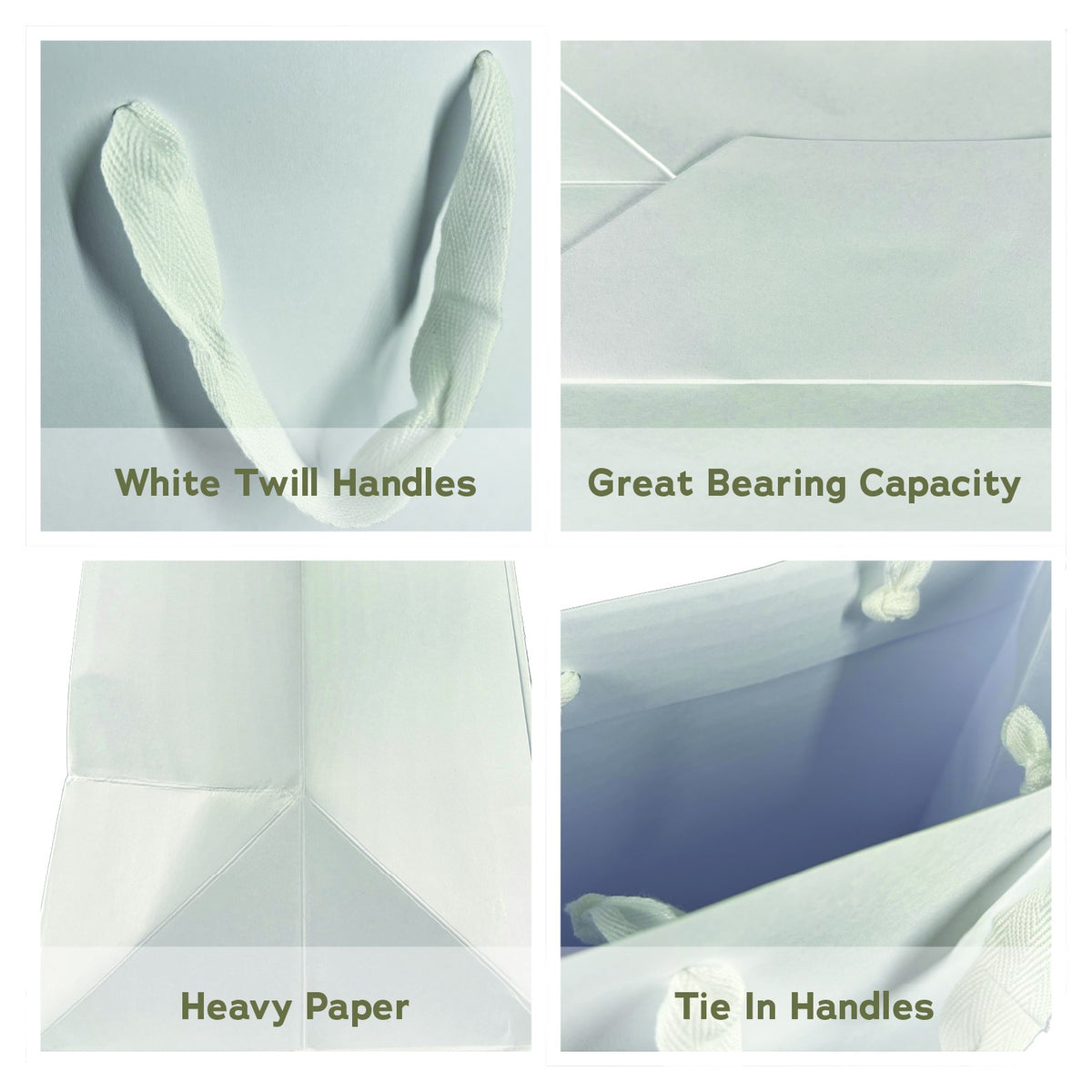 White euro tote gift bag with twill handles, 6.5x3.5x6.5 inches