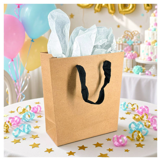 Natural Brown euro tote gift bag with twill handles, 8x4x10 inches
