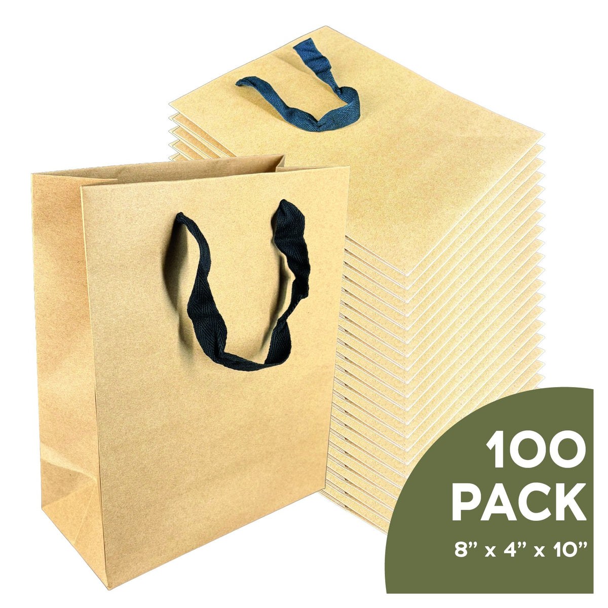 Natural Brown euro tote gift bag with twill handles, 8x4x10 inches