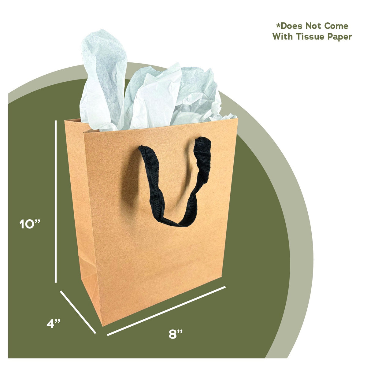 Natural Brown euro tote gift bag with twill handles, 8x4x10 inches