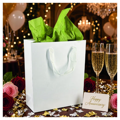 White euro tote gift bag with twill handles, 8x4x10 inches